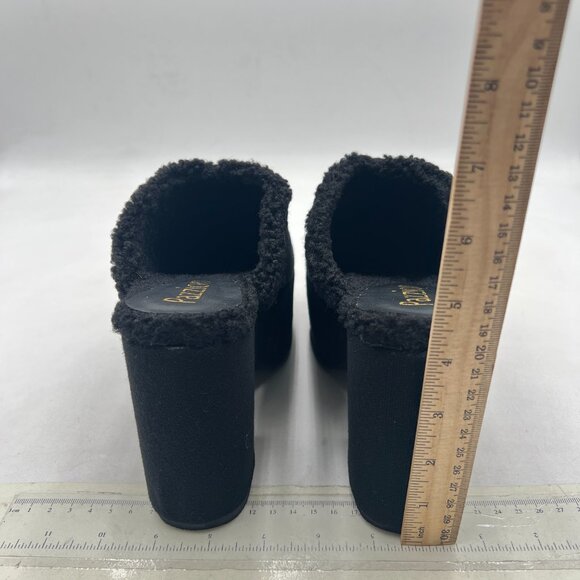 Pazzion Black Knit Platform Round Toe Mule Clogs Slip On Chunky Heel Slipper - Picture 5 of 8